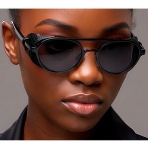 Steampunk‎ Goggles Sunglasses Black Leather Women Lady Lentes Gafas Mujeres 2026